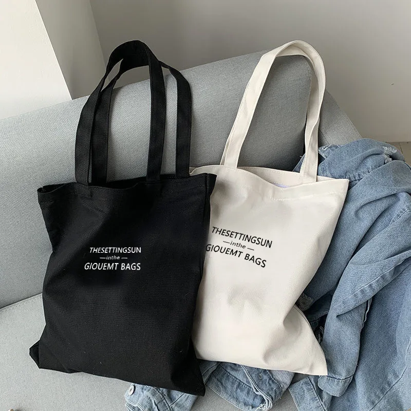 Canvas-Tasche, einfache, buchstabenförmige Umhängetasche, große Kapazität, lässige Baumwolltasche, Einkaufstasche, Computertasche, Büchertasche für Studenten – Detail 4