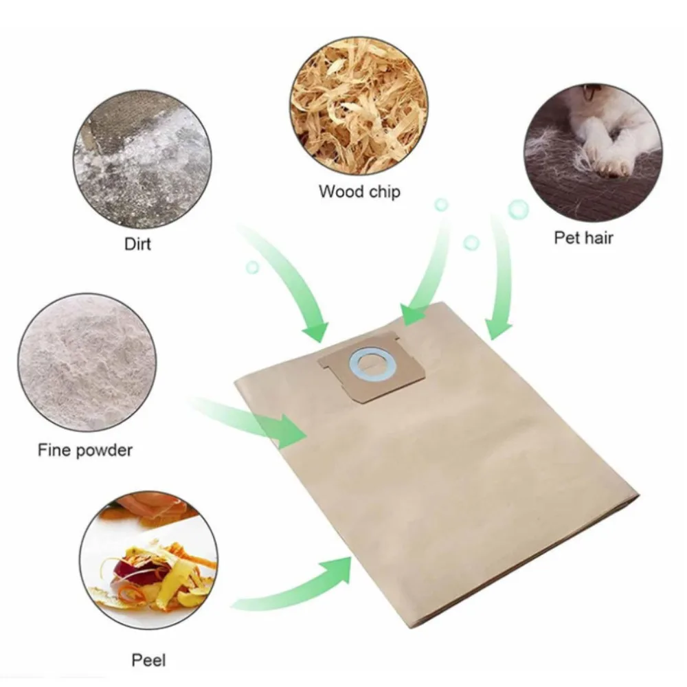 Heavy Duty DeWalt DXVA19-4101/4102 Vacuum Bags - 10-Pack Compatible Dust Collection Paper Bags for Construction/Debris