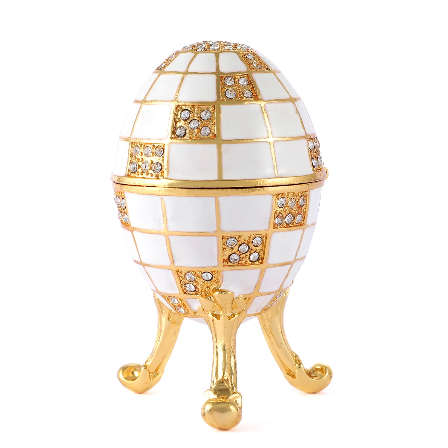 QIFU White Blue Lattice Faberge Egg Style Home Decor