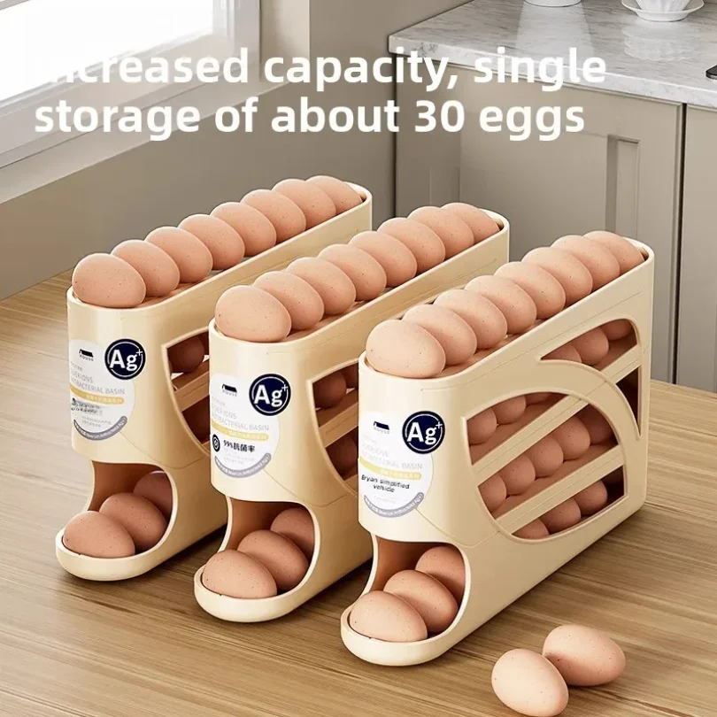 

Rolling Slide Egg Storage Box Refrigerator Side Door Box Special Fresh-Keeping Box