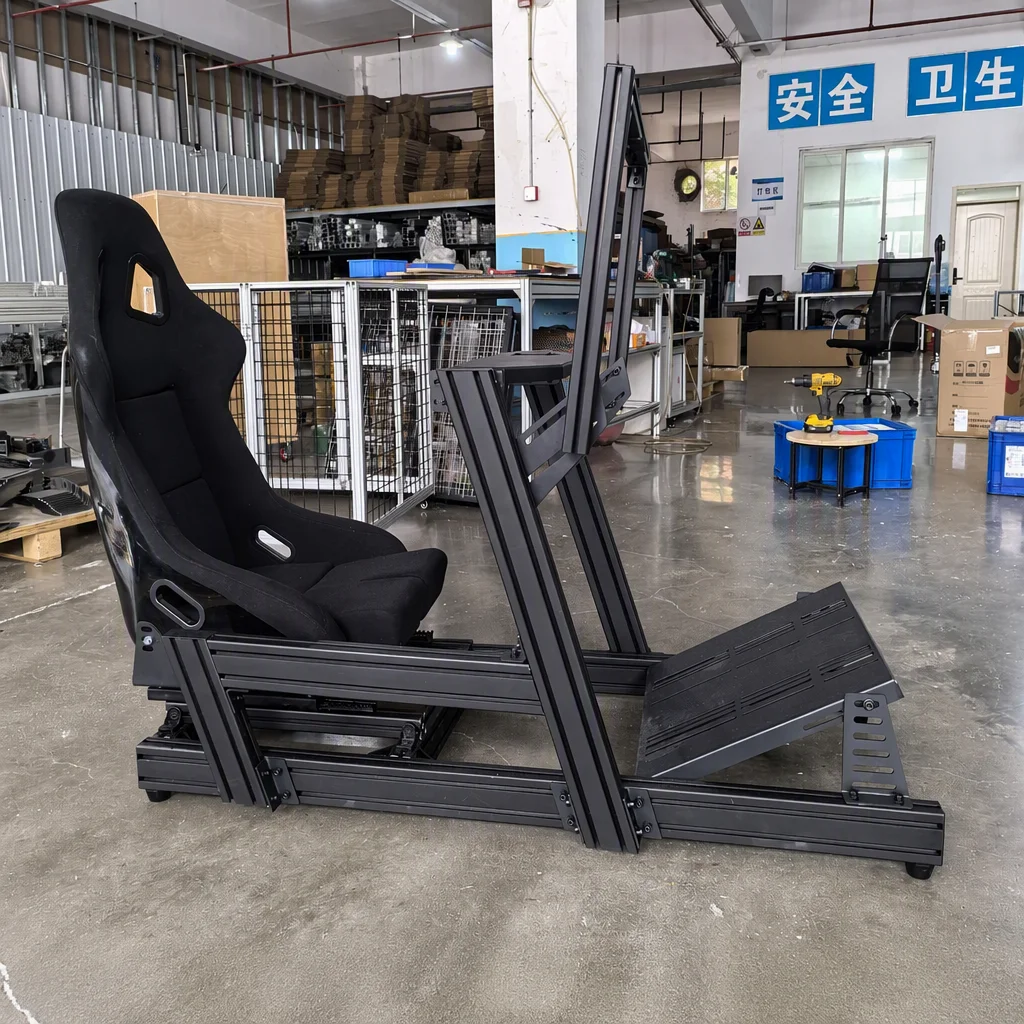 Aluminum Profile Sim Racing Cockpit With Bucket Seat Adjustable Racing Simulator Rig For Gaming Driving Simulation