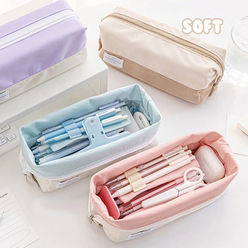 Cute Soft Pencil Cases Kawaii Large Capacity Bag Pouch Back To School Holsters For Girls Korean Stationery