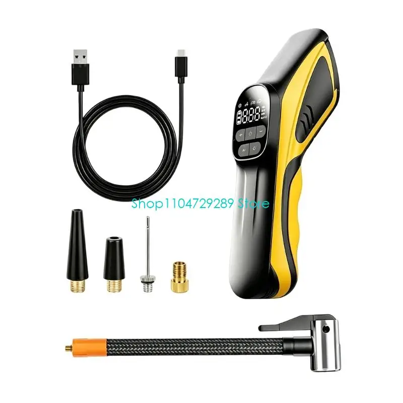 D8KE Powerful 120W Motorcycle Inflation Tool Featuring Digital Pressure Screen And Automatic Shutoff