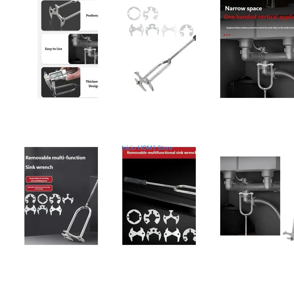 A5YD Faucet Installer Tool Comfort Handle Sink Wrench For Tight Space And Various Pipe Size Multiuse Faucet Hose Instaaltion