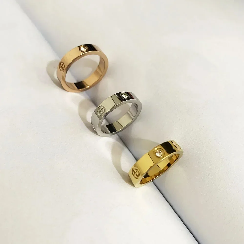 

Классический крест с камнем, роскошное брендовое кольцо из нержавеющей стали для девочек, женские кольца для пары, подарок на свадьбу, день рождения, никогда не выцветает
