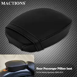 Motorcycle Rear Passenger Pillion Pad Seats Leather w/ Belt Black For Harley Sportster XL 48 883 1200 2010-2018