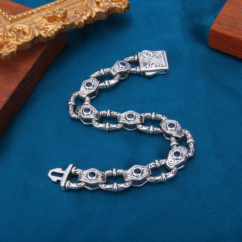 Vintage Engraved Floral Vine Evil Eye Bracelet for Men, Wide Band Unique Trendy Wristband, European American Fashion Jewelry