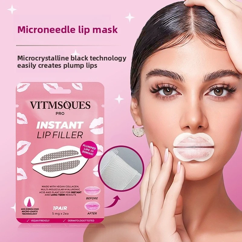 

Soluble Microneedle Lip Mask with Hyaluronic Acid - Moisturizing Firming Lip Treatment, Fades Lip Lines for Smooth Lips