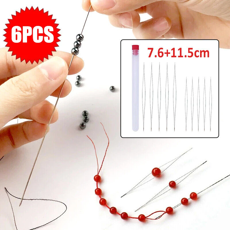 5/6Pcs Beading Needles Pins Open Curved Needle Beads Bracelet Necklace DIY Jewelry Making Tools Handmade Beaded Threading Pin