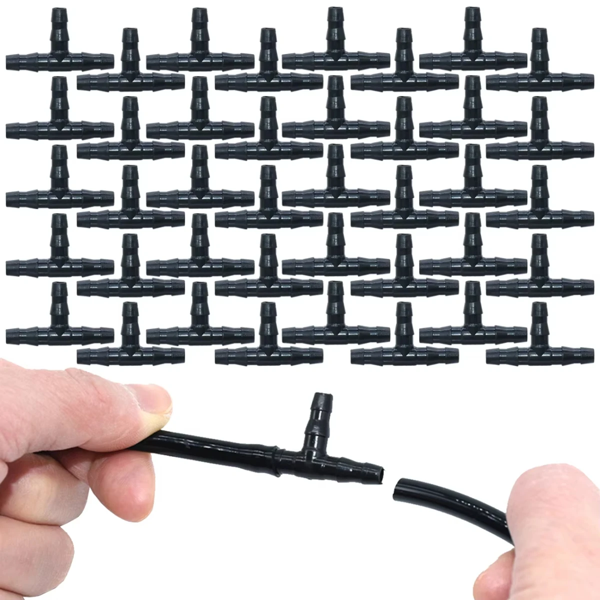 50PCS 4mm/7mm Pipe Hose Greenhouse 1/4 Inch Connector Joint Tee Drip Irrigation Dripper Watering Garden Tools