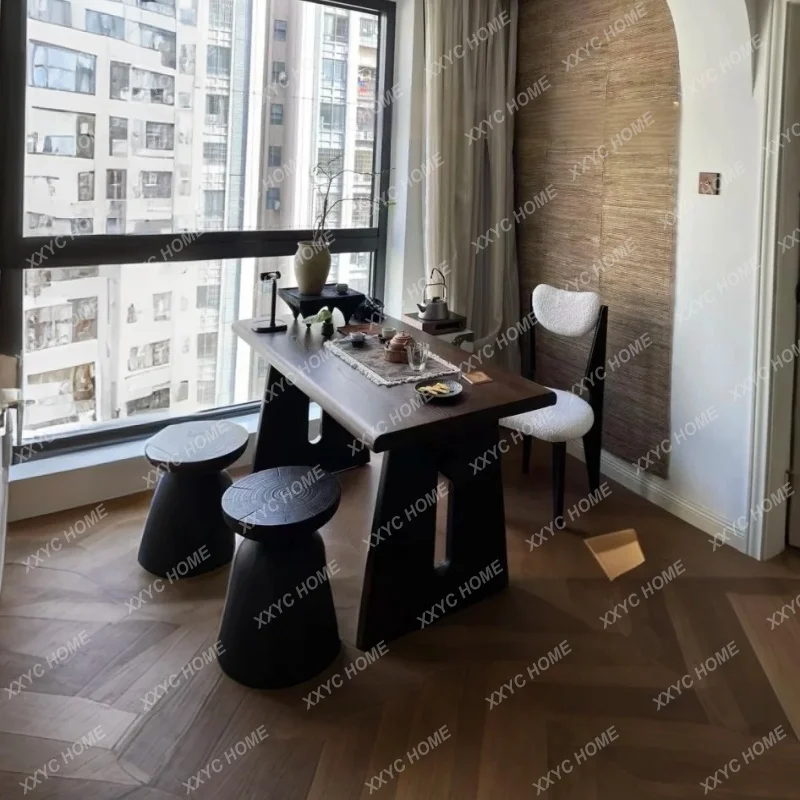 

LWabi Sandy wind solid wood tea table and chair modern simple living room household small apartment tea table