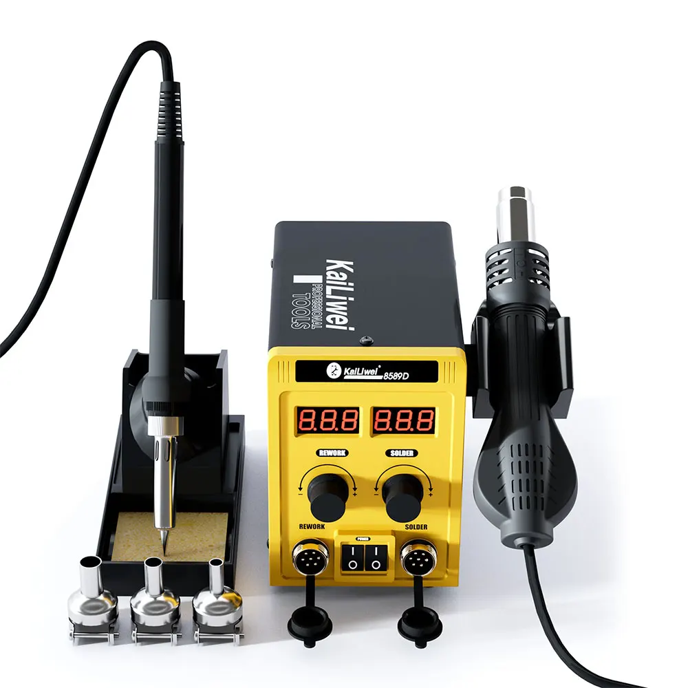 Adjustable 700W Electric 2 In 1 Digital Welding Soldering Iron Hot Air Gun Station For Mobile SMD BGA Rework Repair Tool 8589D