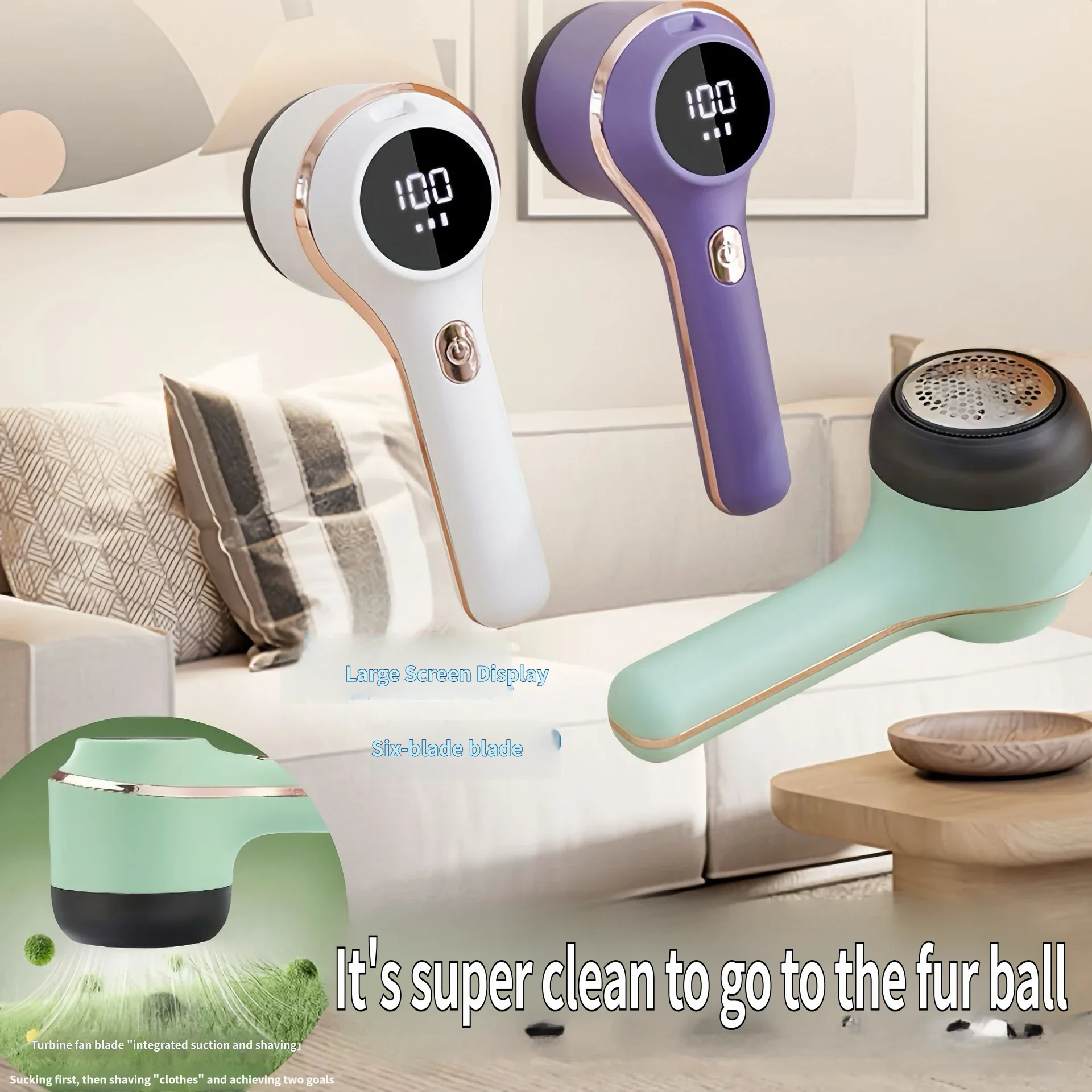 Rechargeable Intelligent Digital Display Lint Remover, Portable Household Fabric Shaver for Clothes, Safely Shaves Fuzz and Lint