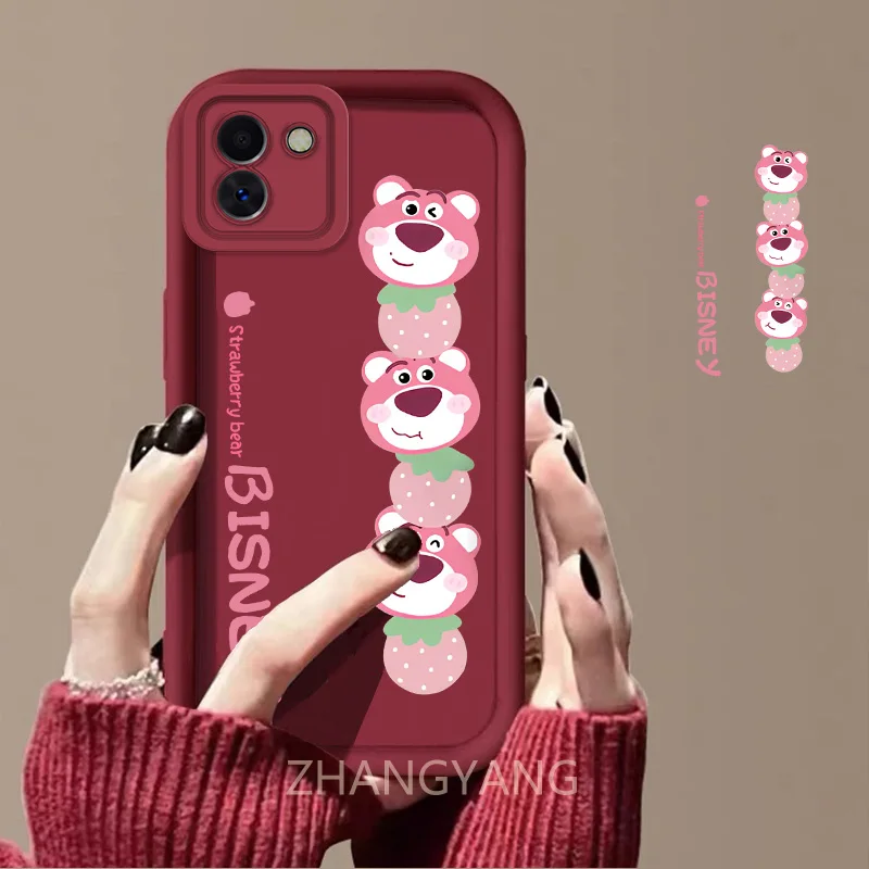 Case For itel A05S A18s Cute cartoon bear phone case with silicone TPU soft case anti drop and shockproof phone camera fully cov