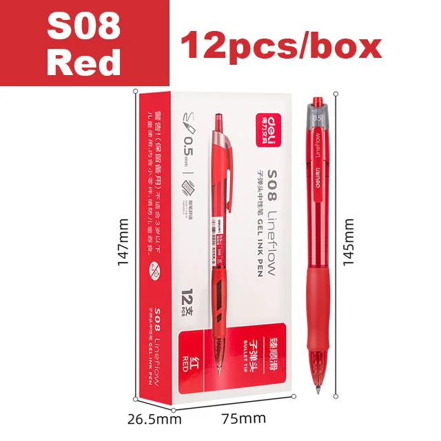 Deli Gel Pennen Set 0.5Mm Intrekbare Kogel Balpen Blauw Zwart Rood Inkt Bijvullen Voor Schoolkantoor Briefpapier Benodigdheden