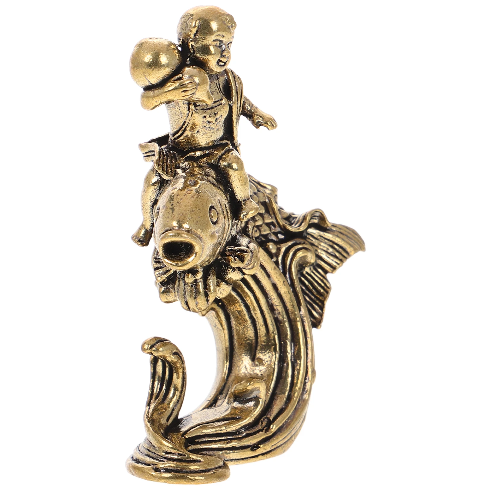 

Brass Koi Fish Statue Pure Brass Vintage Feng Shui Sculpture Desktop Office Home Tabletop Lucky Decor Prosperity Success