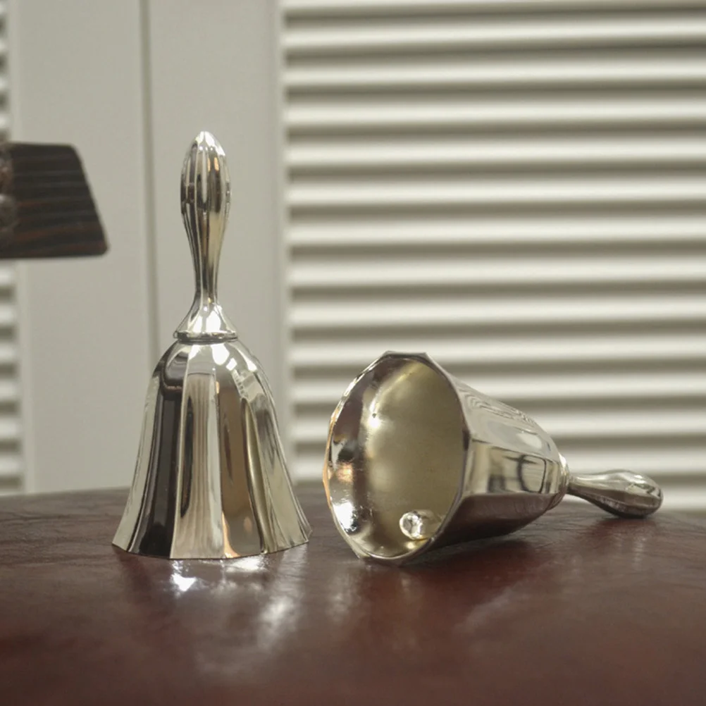 

Classic Alloy Desktop Bell Silver Hand-Operated Reception Service Bell for Restaurant Kitchen Bar Hotel Use Loud Ring