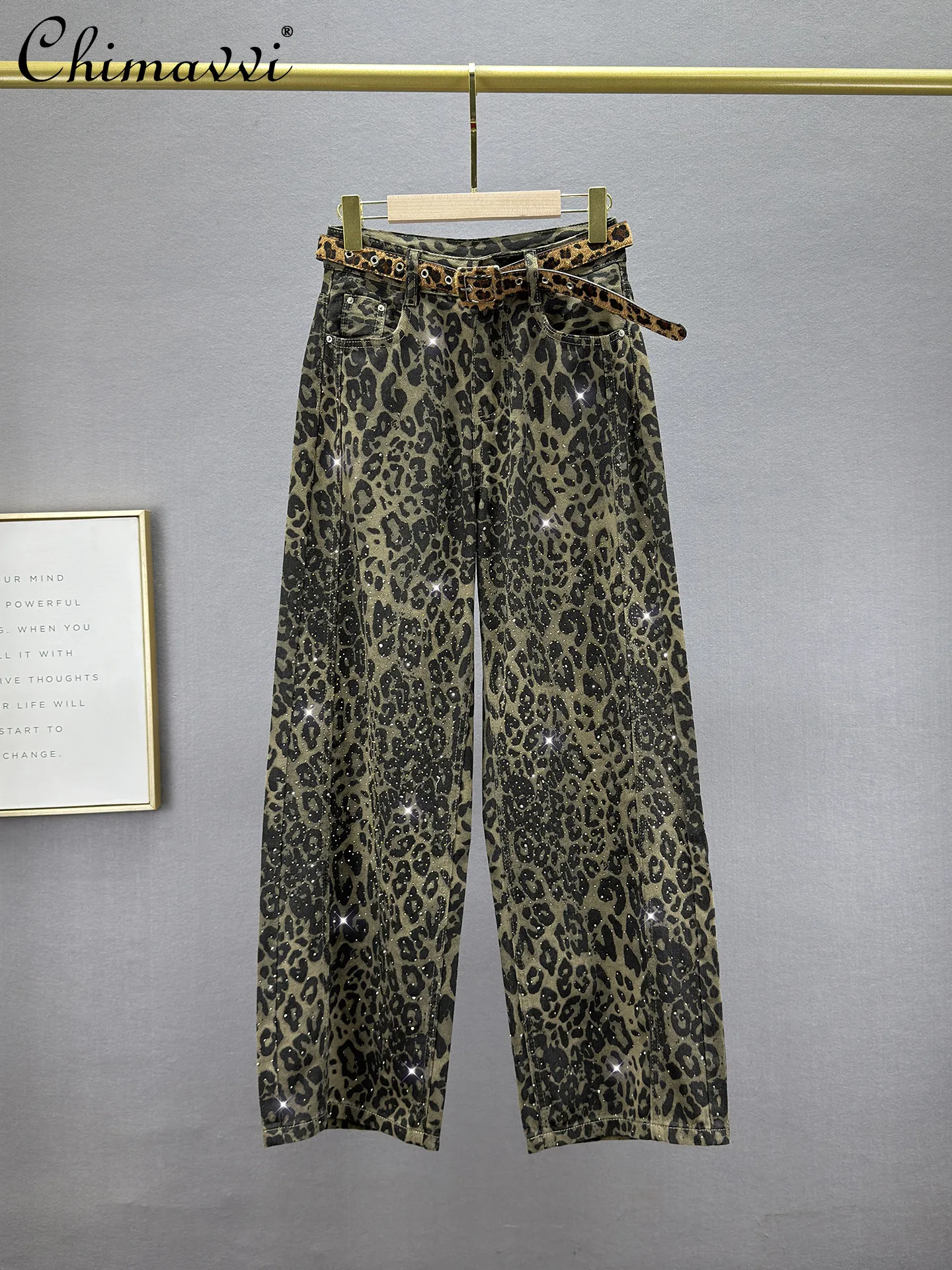 

Heavy Leopard Print Hot Diamond Denim Harem Pants Women Thin Spring Summer New Fashion High Waist Jeans Loose Slim Baggy Pants