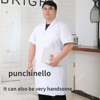 Manga longa médicos uniformes com cinto ajustável, jaleco, jaqueta branca, manga curta, médico, vestido de enfermeira, novo, plus size