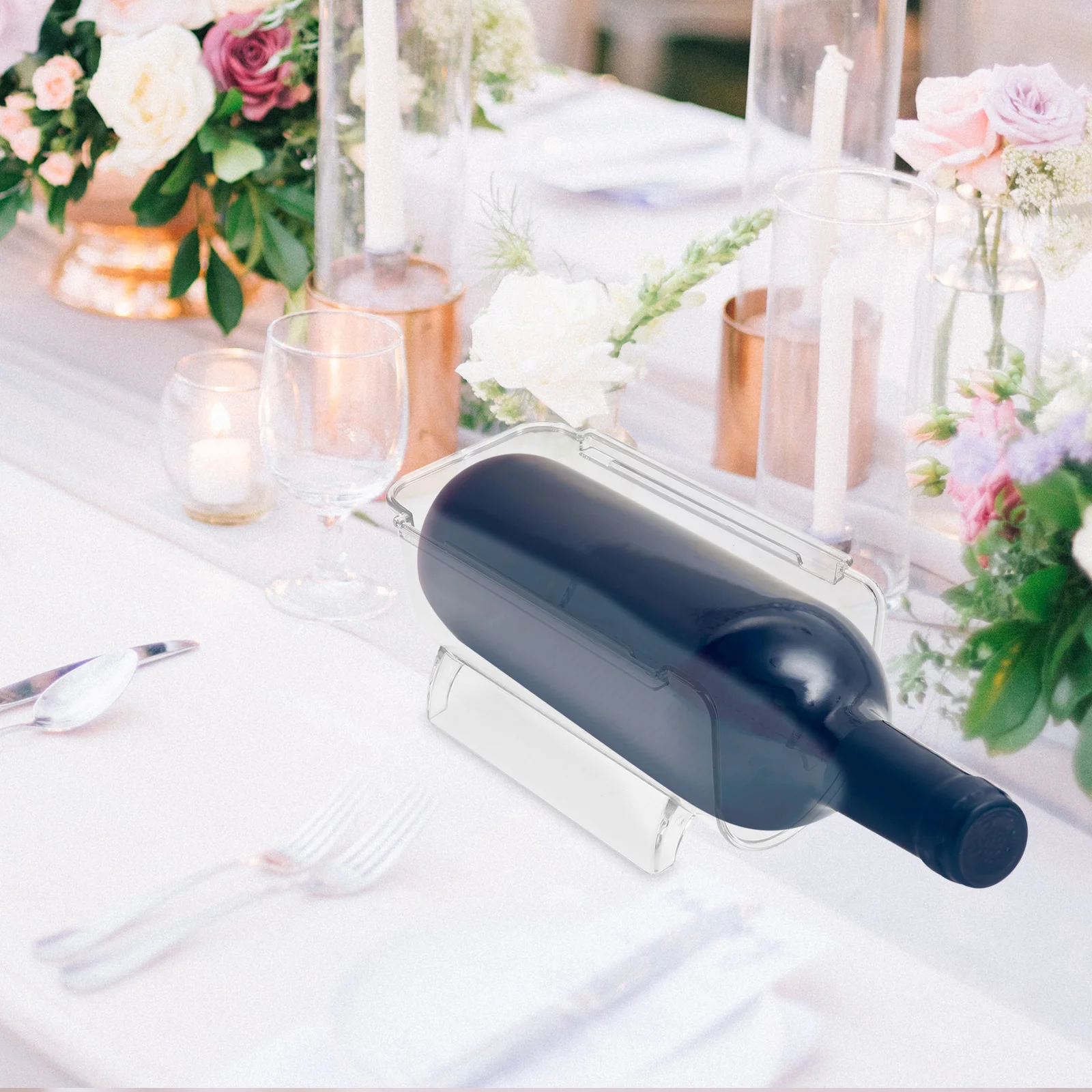 

2Pcs Transparent Wine Rack Creative Acrylic Bottle Organizer Home Bar Display Storage Decorative Holder Wine Display Rack