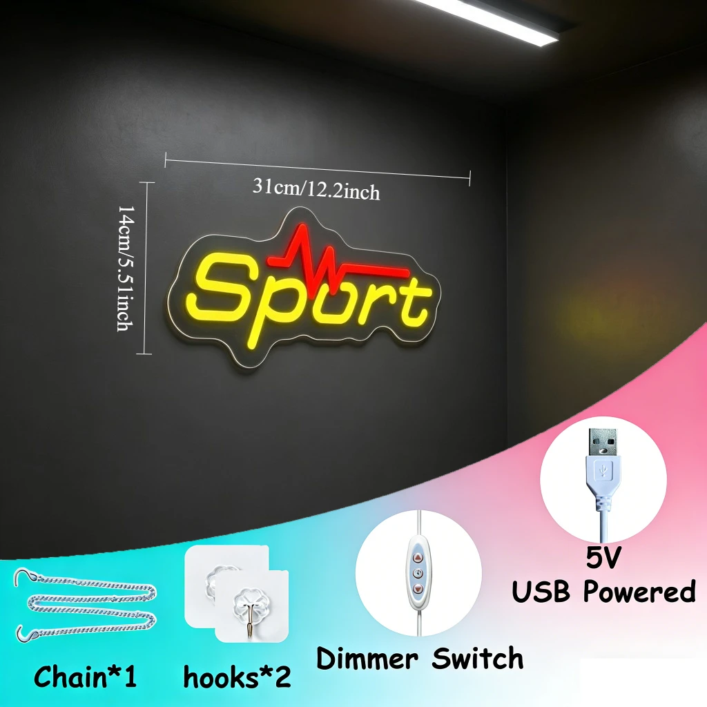 لافتة نيون رياضية بإضاءة LED ق - مراجعة Home Gym Neon Sign وسعره