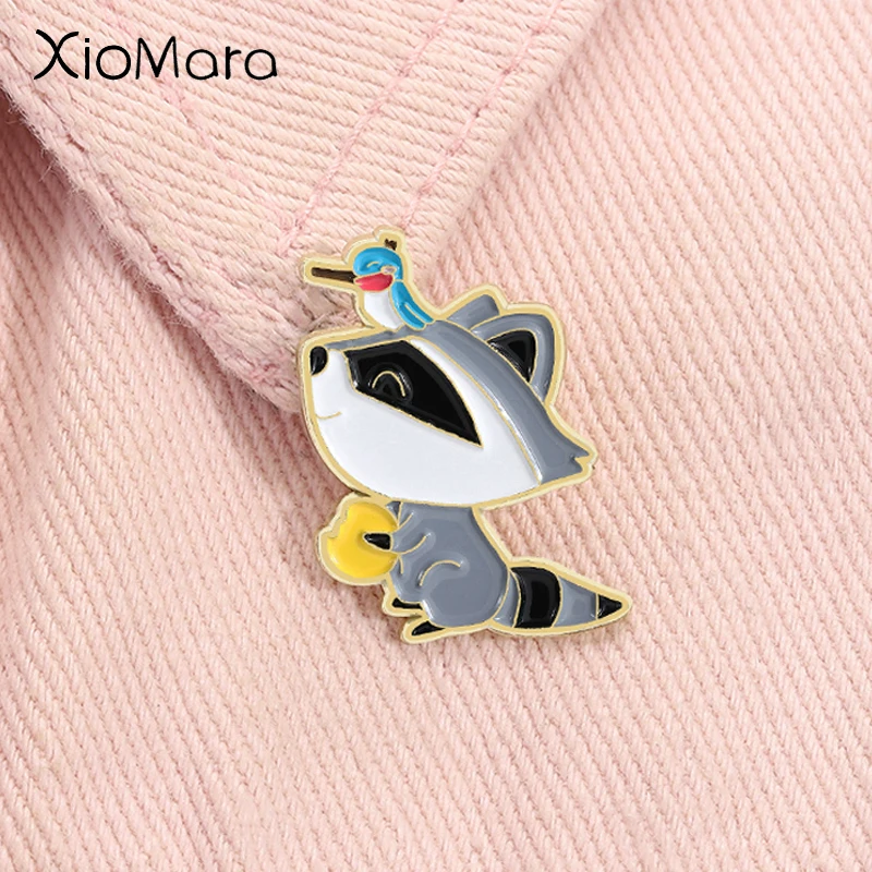 ‌ Meeko mapache esmalte Pin personaje de animación de dibujos animados lindo Animal broche solapa mochila insignia divertido regalo de joyería para amigos