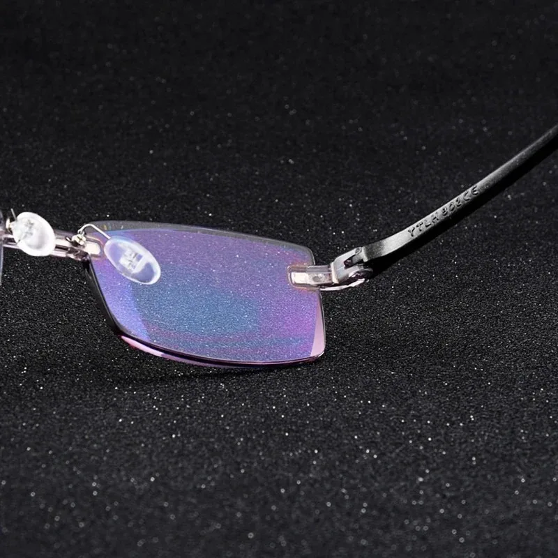 Rahmenlose quadratische Lesebrille für Männer und Frauen, Anti-Blaulicht-Computerbrille, Fernsicht, Presbyopie-Lesebrille für Frauen