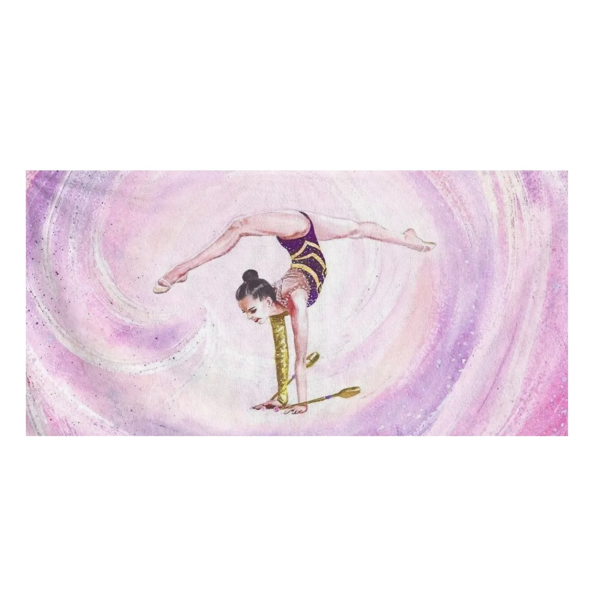 Watercolor Gymnastics Girls Print Beach Towel Absorbent Sports Towel Environmental Face Hand Towel Wrap Blanket Travel Girl Gift