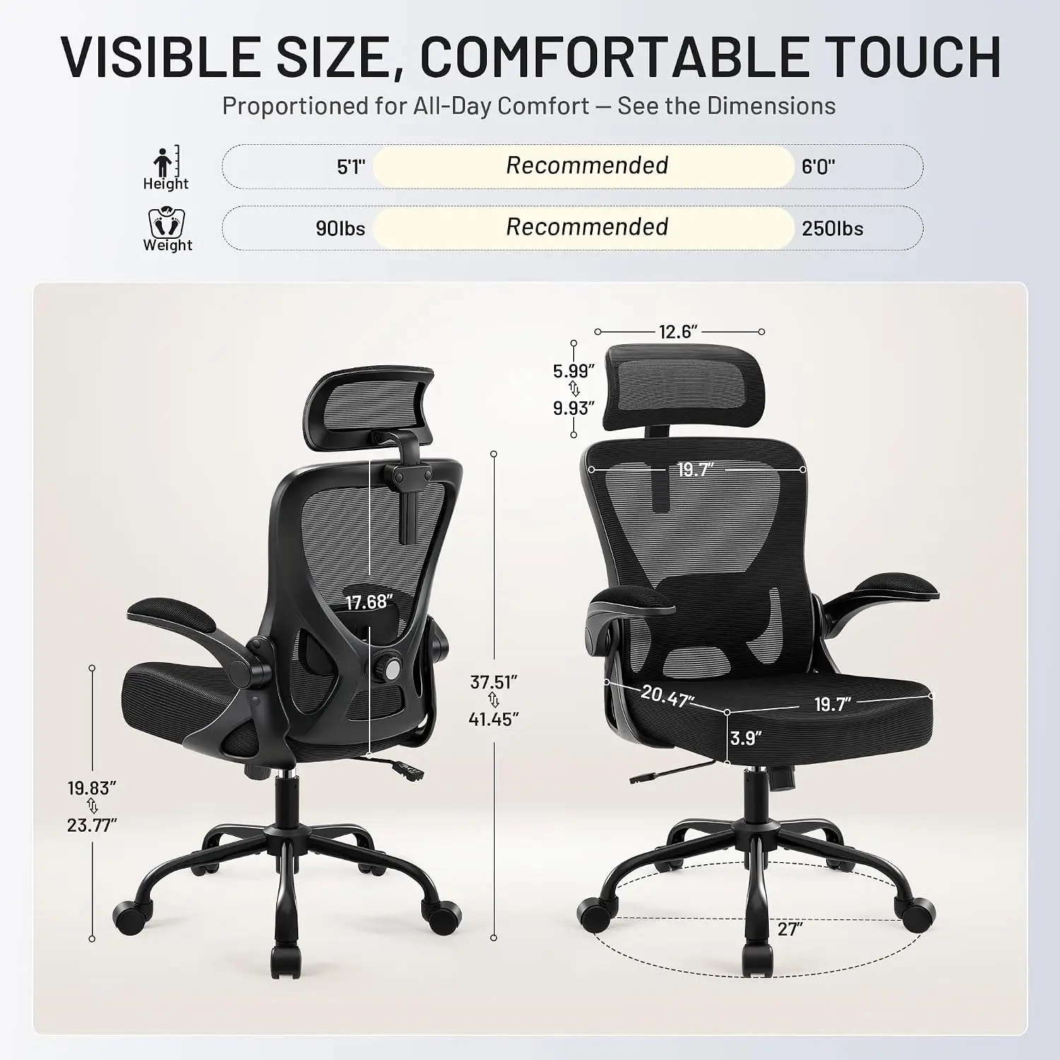 Ergonomic Office Chair - Mesh High Back Desk Chair Headrest Lumbar | Breathable Computer Gaming Chair, Customized