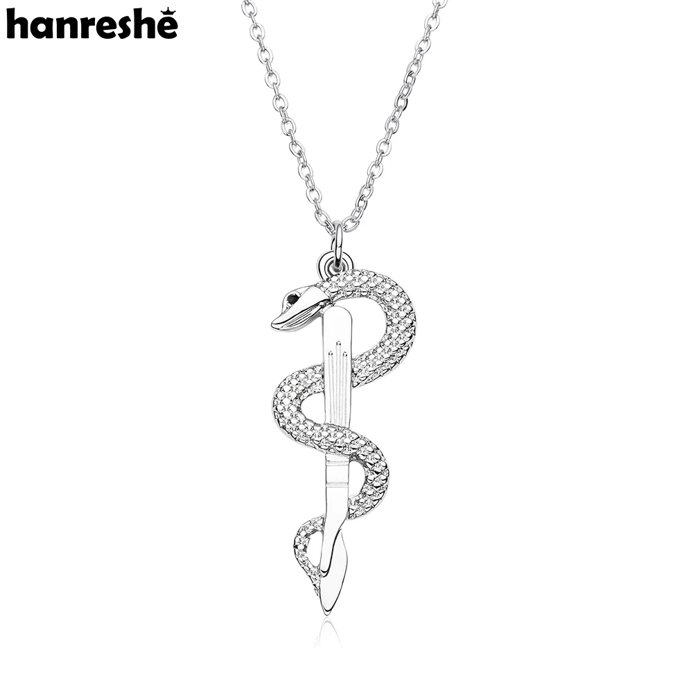 Hanreshe Silver Plated Snake Scalpel Pendant Necklace Medical Surgeon Doctor Nurse Quality Exquisite Surgical Jewelry Necklaces