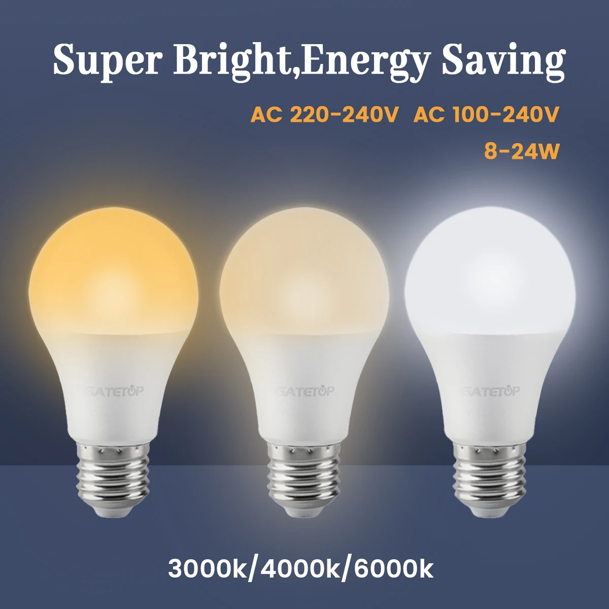 

3PCS Led big Bulb AC 220V 110V A60 A80 Large Power 8W-24W B22 E27 Bombilla Lampara Led Bulb Super Bright for Kitchen, toilet