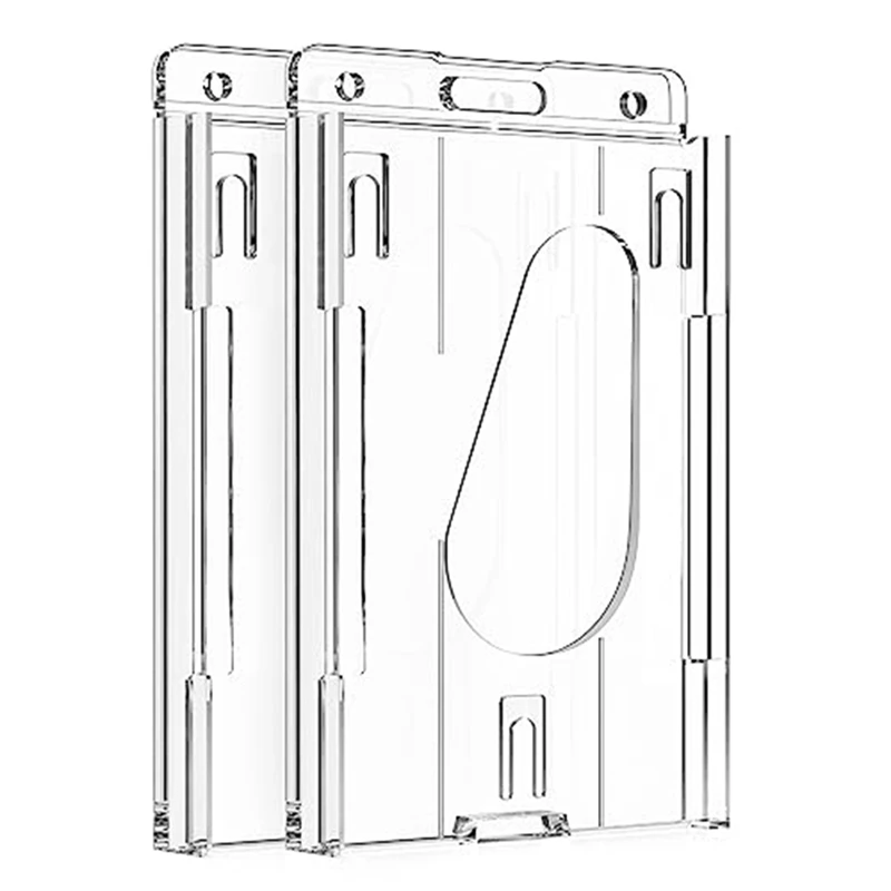 Porta Badge verticale in plastica dura da 2 pezzi porta carte d'identità per Badge con Design a fessura per il pollice