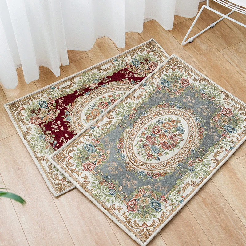 Rustic Pastoral Carpet Kitchen Rug Balcony Window Mat Vintage Europe Floral Rug Carpet For Home Living Room Kids Bedroom Decor