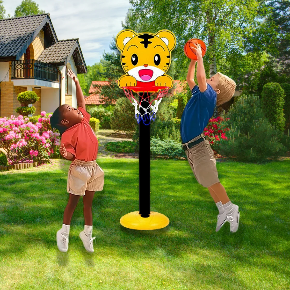 Ensemble de canapés de basket-ball pour jeunes enfants, hauteur réglable, avec ballon et pompe durables, jeu de sport intérieur/extérieur, cadeau d'anniversaire