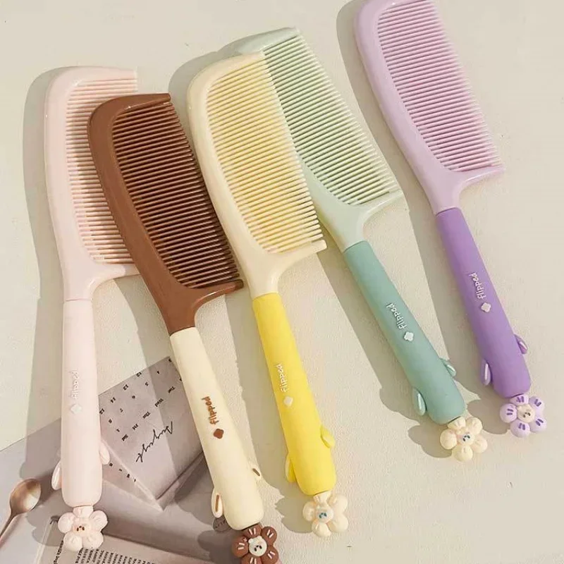 1 Pc Cute Hair Brush for Kids Girl Fashion Floral Lovely Hairbrush for Girls Silicone Handle Straight Children Women Hair Comb