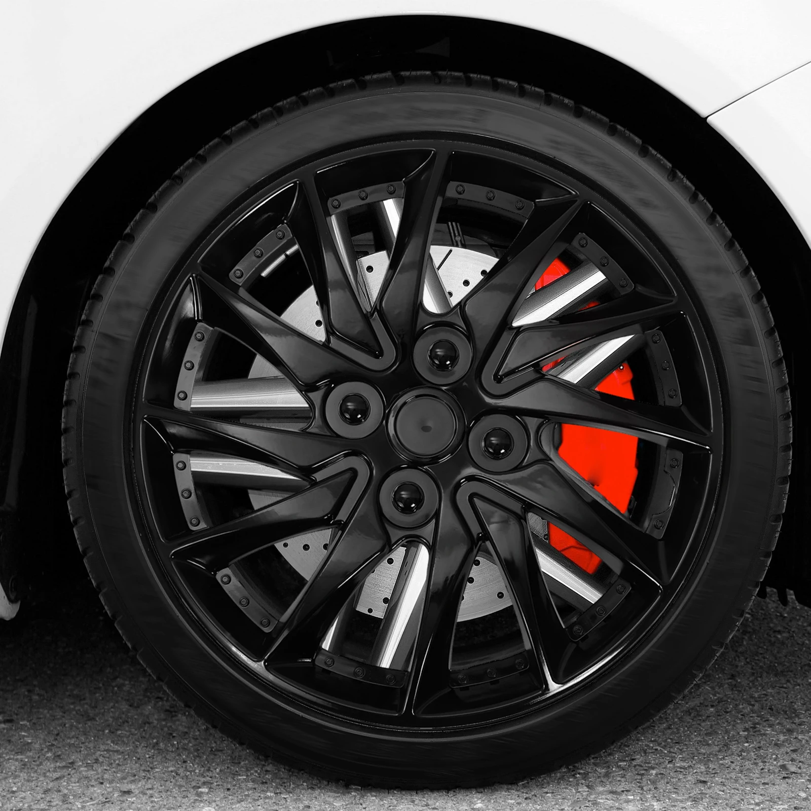 

Wheel Hub Decorative Cover Hubcap Black for Cars Tires DIY Replacement PP Material Easy Clean Steel Wheel Protection Vehicle