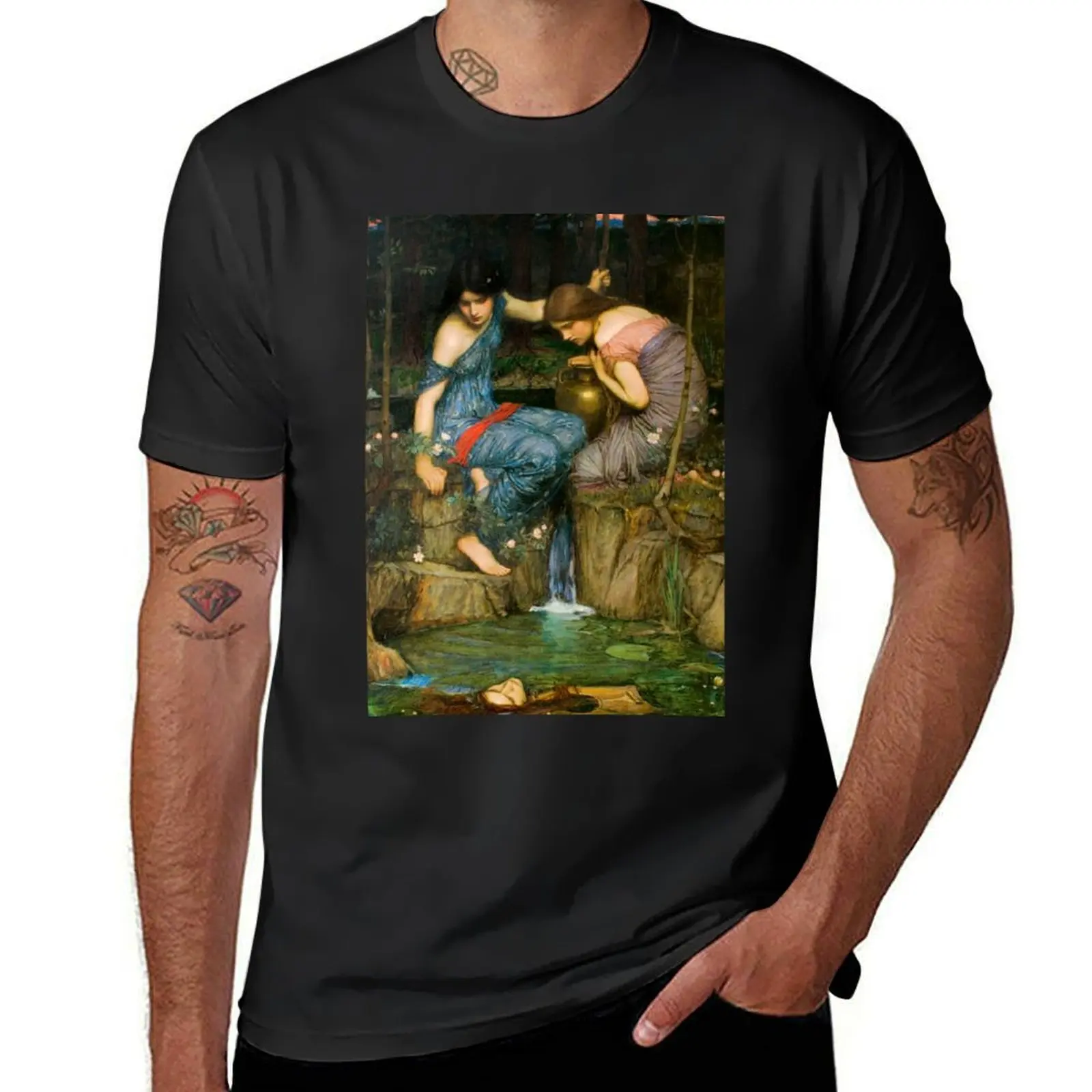 John William Waterhouse - Nymphs Finding The Head of Orpheus T-Shirt summer tops quick drying Men's clothing