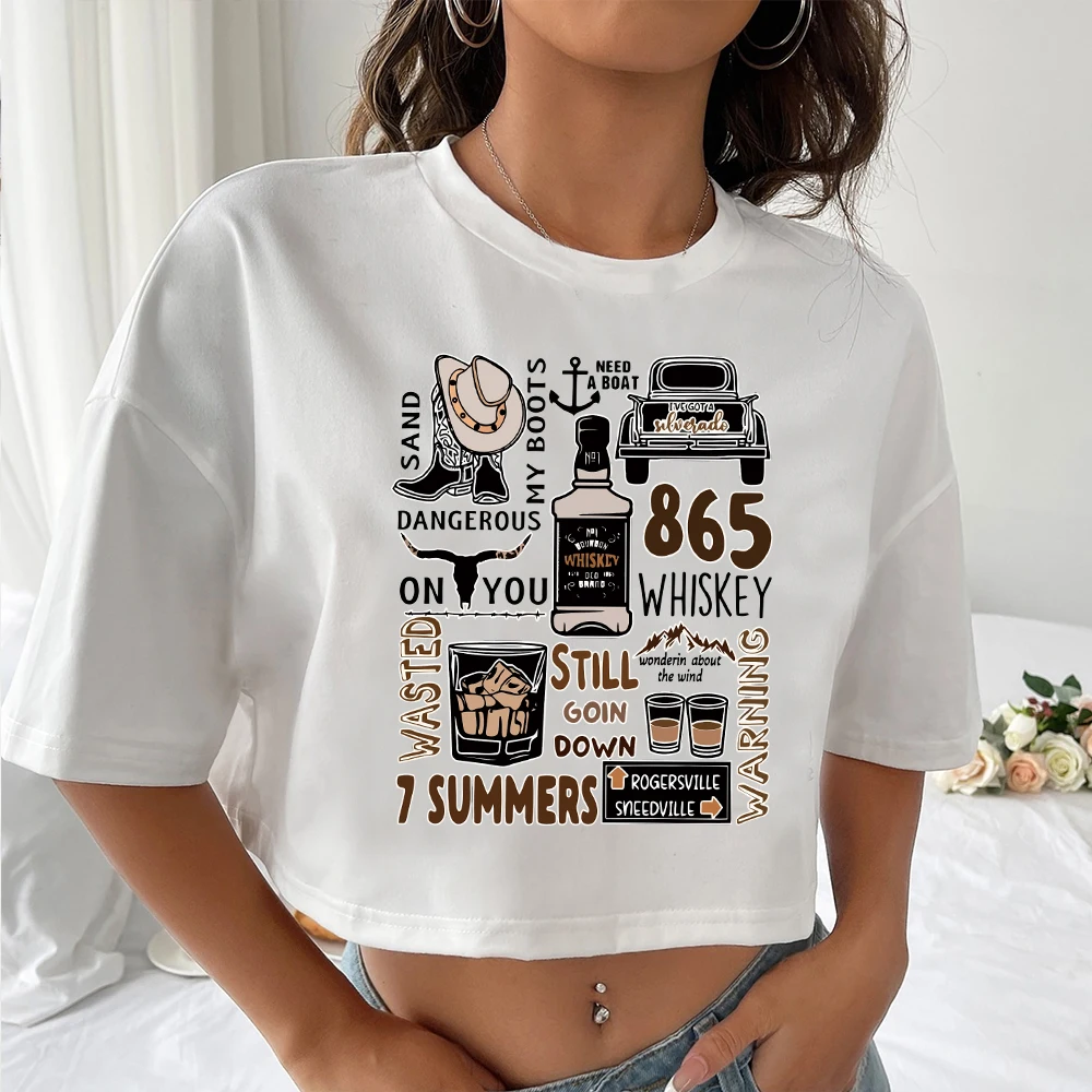 Morgan Wallen Crop Tops T-Shirt Women Girls O-Neck Short Sleeves Casual Loose Shirts Fans Gift