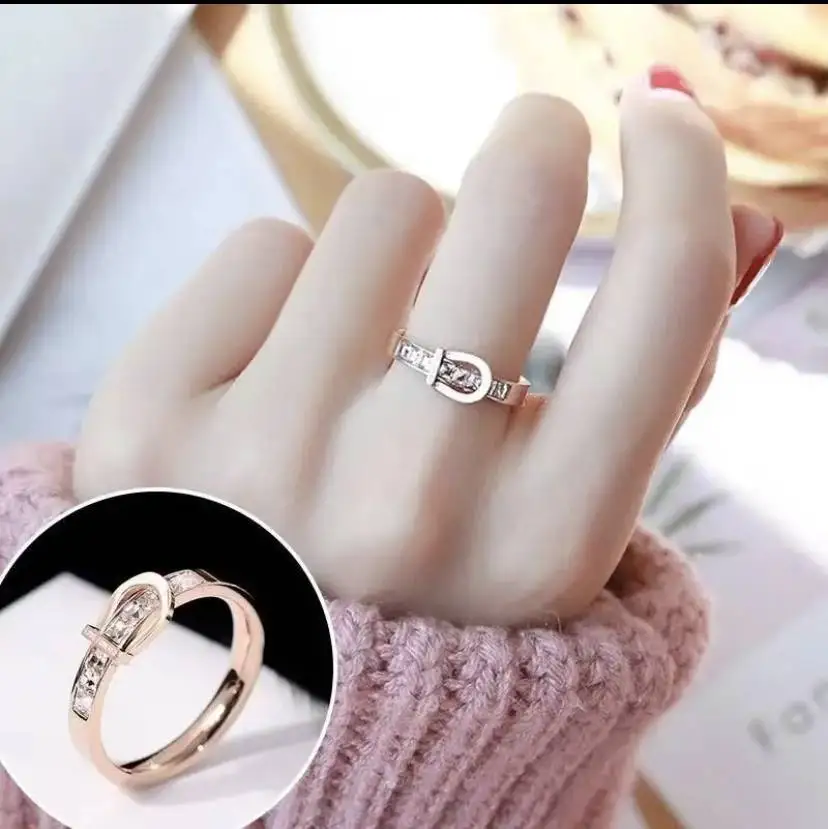 Buckle Rings For Women Simple Zircon Lnlay Luxurious Rings For Women Fashion Jewelry Sets