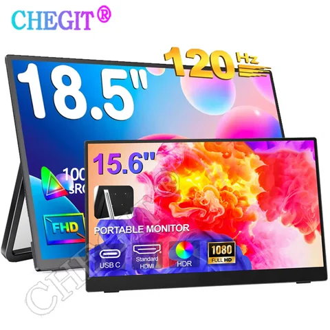 15.6/18.5 ''휴대용 모니터 1080P IPS 패널 USB-C 미니 HDMI Mac 노트북 PC 스위치 Xbox PS4/5 Xbox 용 외부 게임 디스플레이