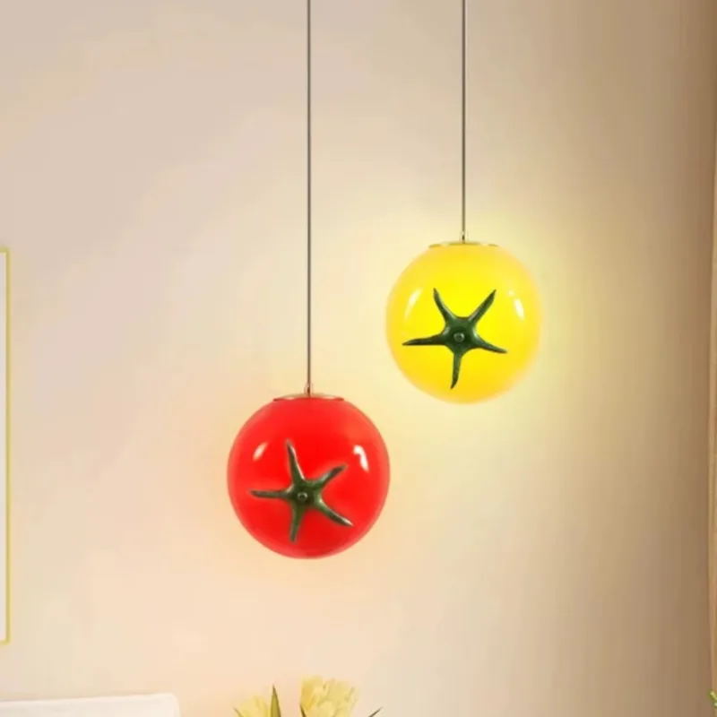 

MandosBor Tomato Chandelier Lamp Stained Glass Home Decoration Nightlight Bedroom Bedside Atmosphere Lamp Gift Accessories