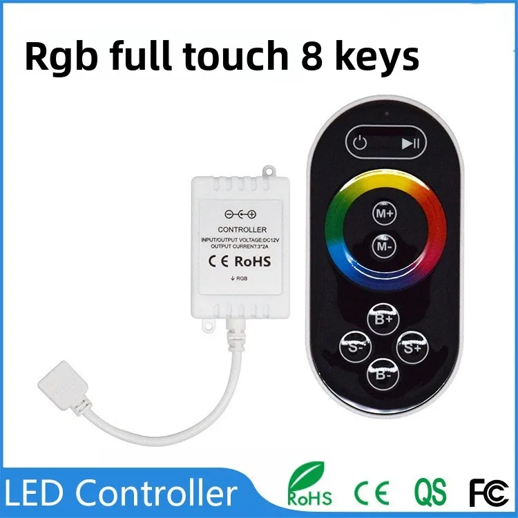 

Light Strip Controller 8 Keys LED Lamps Colorful Wireless Radio Frequency Touch Remote Control Small White Box Controller