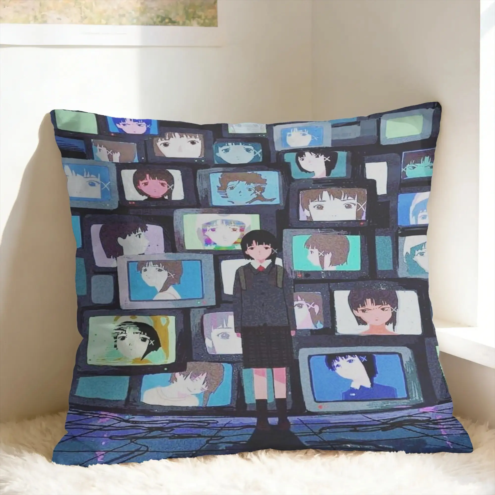 Anime Serial Experiments Lain Pillow Cover  Graphic Cushion Cover Morden Pillow Case For Sofa Couch Bed Living Room