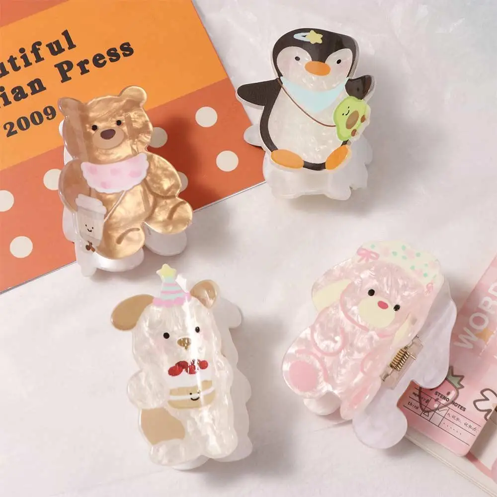 

Sweet Bear Cartoon Shark Clip Rabbit Dog Acrylic Hair Claw Penguin Hair Accessories Animal Shark Clip Girl