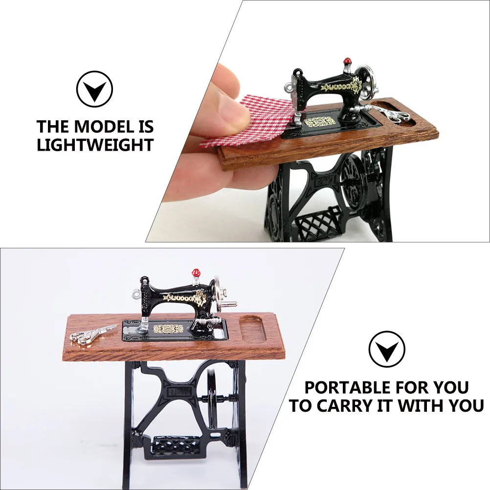

1Set Mini House DIY Decor Sewing Machine Ornament High Detail Craftsmanship for Small Space Styling Desktop Shelf Photography