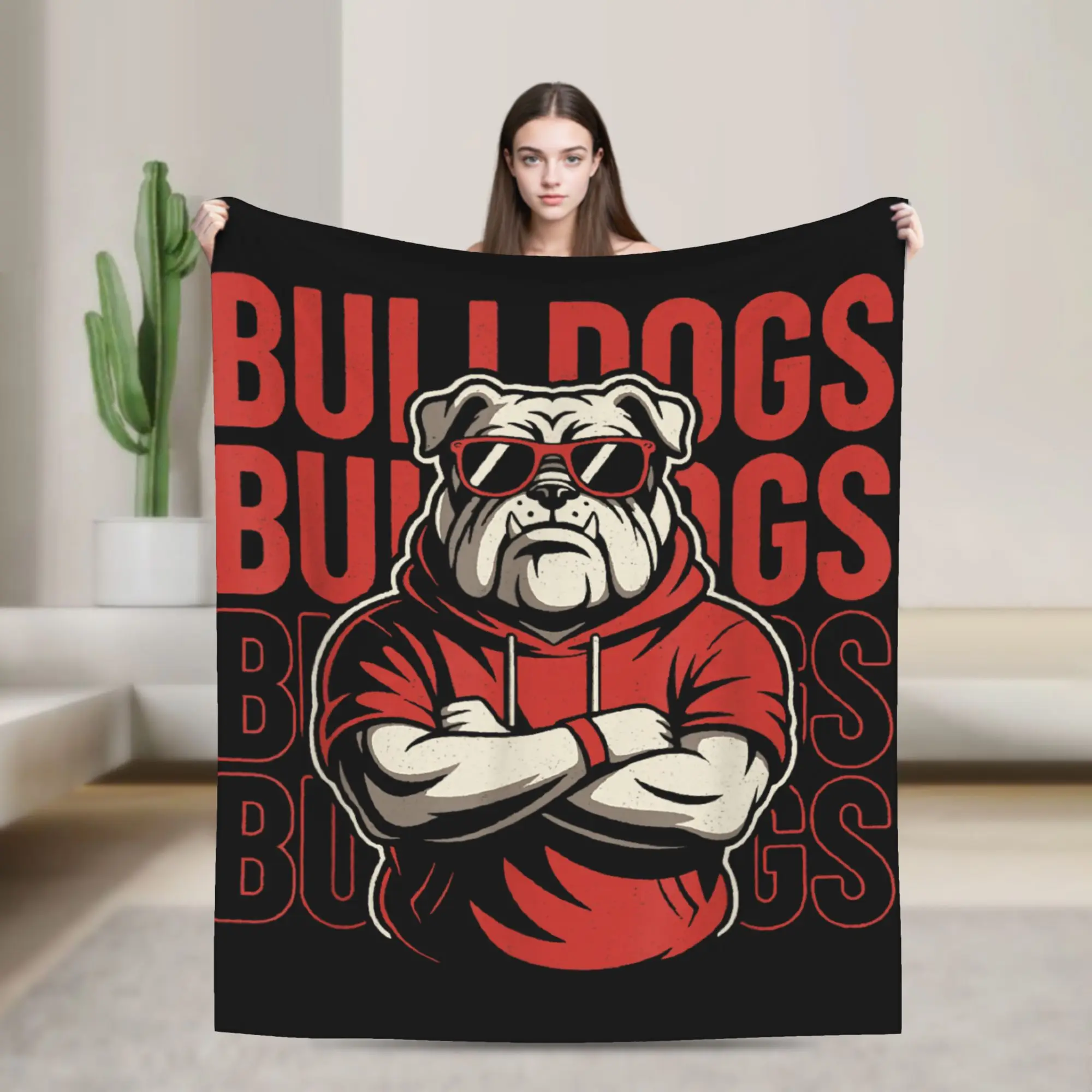 

Retro Bulldogs Gift Blanket Super Warm Print Plush Bedding Throws For Living Room Picnic Flannel Bedspread Bed Cover