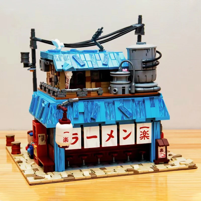 MOC Narutos Anime Yile Ramen Shop Building Blocks City Streetview Ramen House Model Bricks Toys Set For Kid Christmas Gift