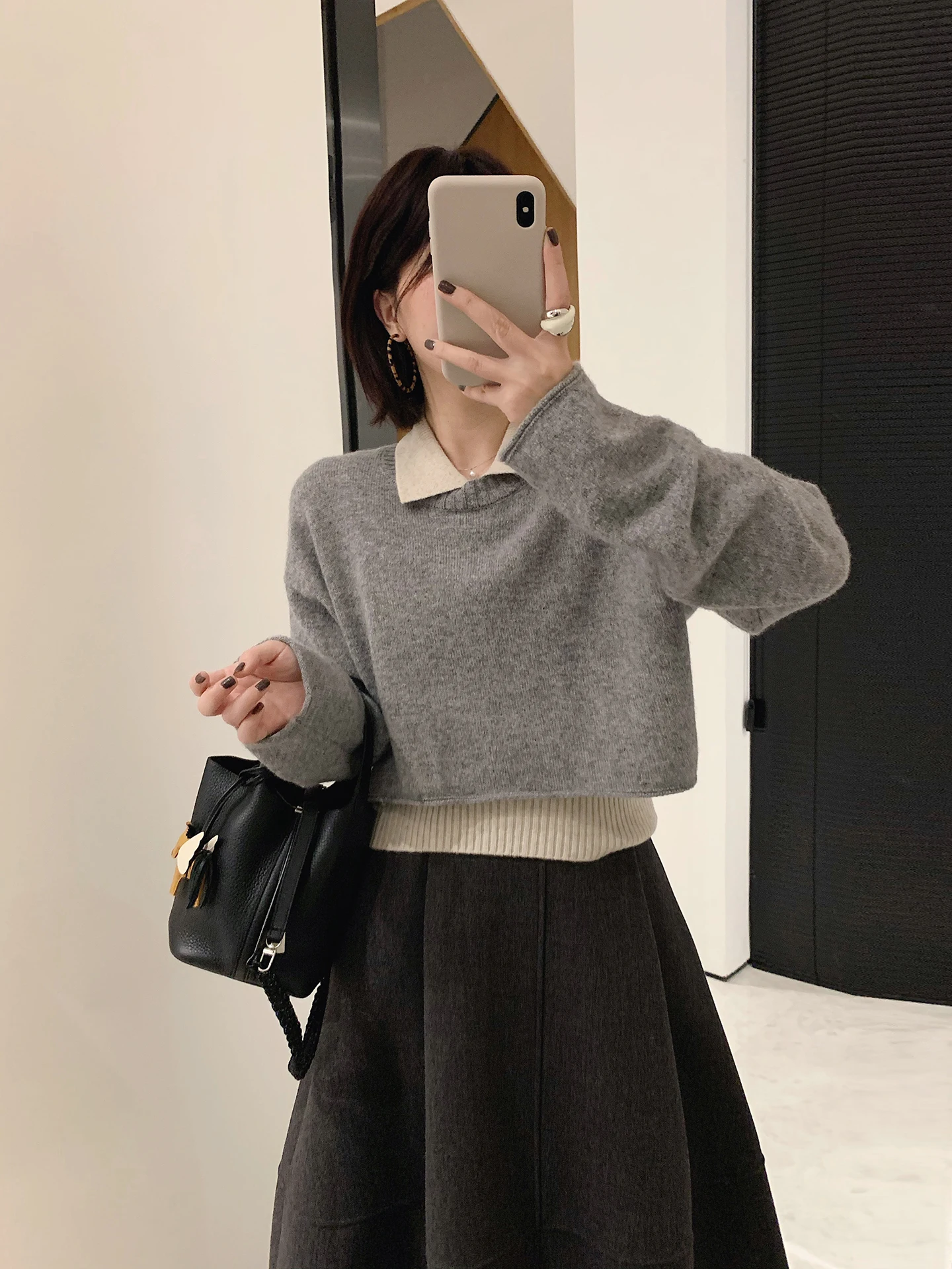 

Misslady Doll Collar Woolen Two-Piece Set Women's Sweater Gentle Korean Sle Age-Defng 2025 New Ele Knitted Long Sve
