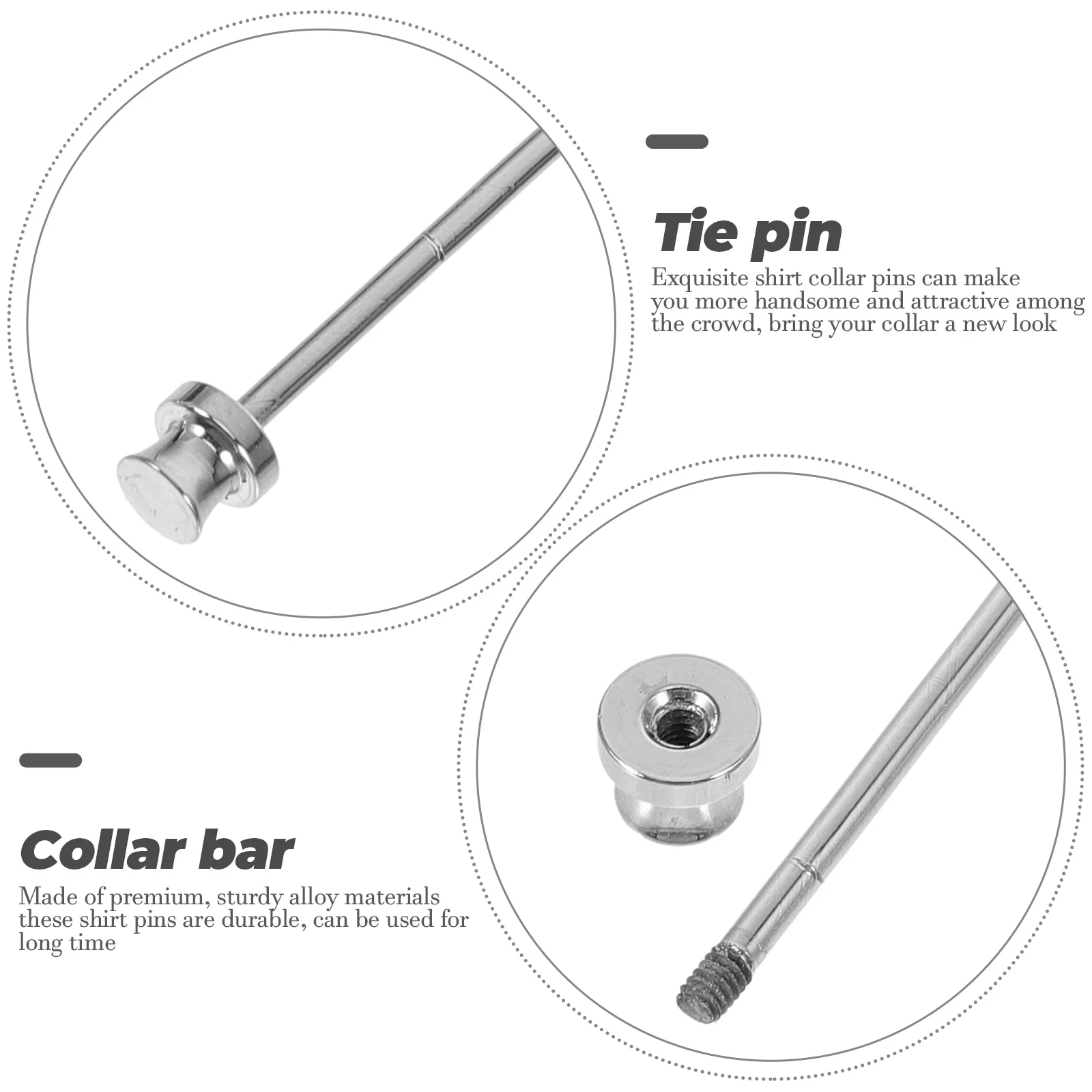 

2Pcs Men's Collar Bar Tie Pins Necktie Clips Shirt Stays Brooch Accessories