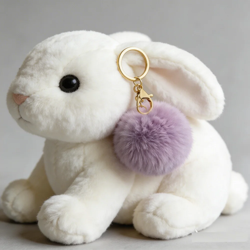 

Simple Fashion Versatile Plush Keychain Women Imitating Otter Fur Ball Backpack Car Pendant Decoration Keyring Cute Colorful